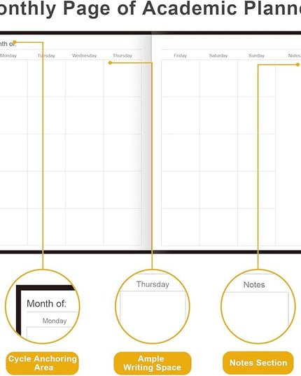 Academic Planner for 2026 or Anytime – 8.5" x 11" Undated Weekly Student Planner For Homeschool, High School, College & Nursing Students, 200 Pages, Black