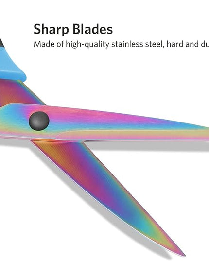 Uaugulft Sewing Shears for Fabric Cutting, Sharp Titanium Blades, Soft Grip Handle, Multi-Purpose Scissors Set of 3 Suitable for Families, Crafting, Office, and School Use, Blue/Black