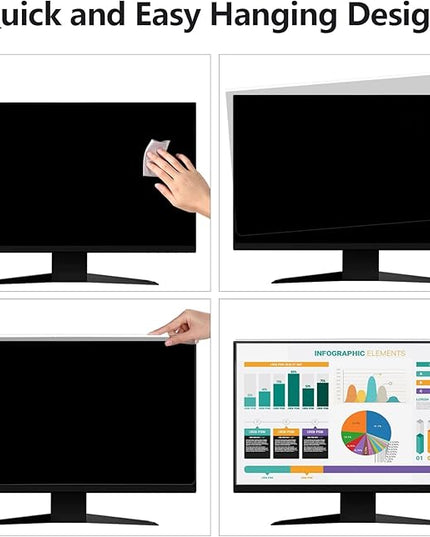 【2 Pack】 Computer Privacy Screen Protector for 20-22 Inches - 16:9/16:10 Aspect Ratio Monitor Anti Blue Light Widescreen Filter Hanging Type Easy Installation Shield for Desktop Computer