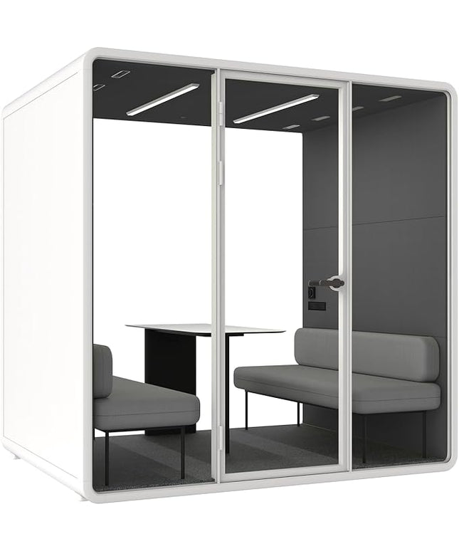 Soundproof Office Pod Booth, Quiet Meeting Pod with Acoustic Panels, Sound Proof Room with Desk, Portable Removable Working Booth for Private Phone Calling, Study, 4 People L Size H92in W91in D70in