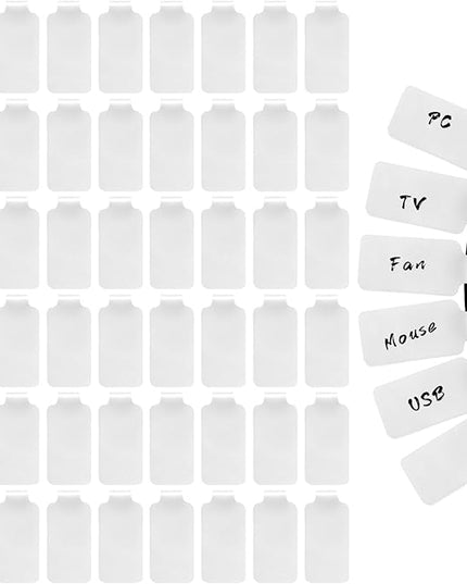 40Pcs Cable Labels, Write On Cord Labels Tags, for Organizing Wires,Electronics and Identification, Reusable with Multiple Uses (White)