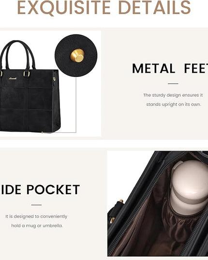 LOVEVOOK Laptop Bag for Women 15.6 Inch Laptop Tote Bag Vintage Leather Work Bags for Women Professional Computer bag