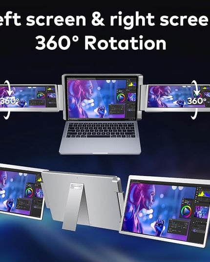 Smartlinx 16" Laptop Screen Extender Triple Display - 2560x1600P QHD Portable Monitor, USB C Detachable Plug & Play Extender for 12" -17" Laptops - Compatible with Windows/Android/PS4/MacBook