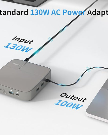 USB C Docking Station Dual Monitor 4K@60Hz or Single 8K@30Hz with 2 HDMI for Windows Laptops,11-in-1 Laptop Docking Station with 5 USB A/C, SD, Gigabit Ethernet, Audio, 130W AC Power Supply