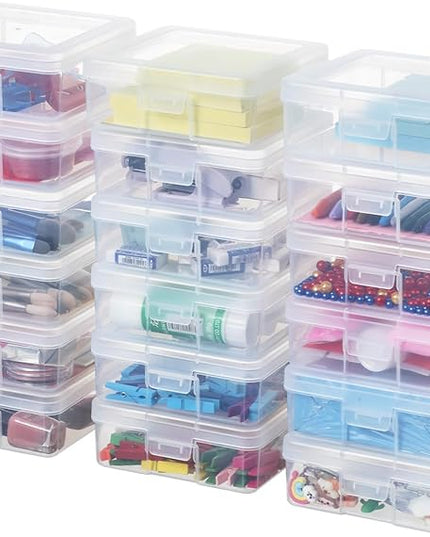 novelinks 18 Pack Small Plastic Storage Containers Clear Arts & Crafts Storage Boxes & Organizers Stackable Small Containers With Lids For Organizin (Set 1)