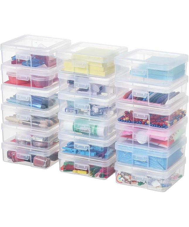 novelinks 18 Pack Small Plastic Storage Containers Clear Arts & Crafts Storage Boxes & Organizers Stackable Small Containers With Lids For Organizin (Set 1)