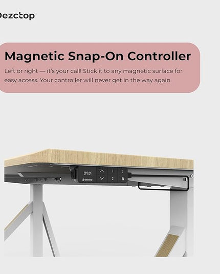 DEZCTOP Revon Elite Electric Standing Desk, 59" x 31.5" Large Work Surface, Height Adjustable (25.6"-51.2"), Sturdy Keel Frame, with Magnetic Modular System, Anti-Collision, Oak for Home Office