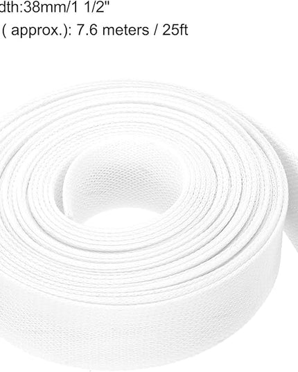 uxcell Expandable Sleeving, 1 1/2-inch 25ft Cable Sleeve, White