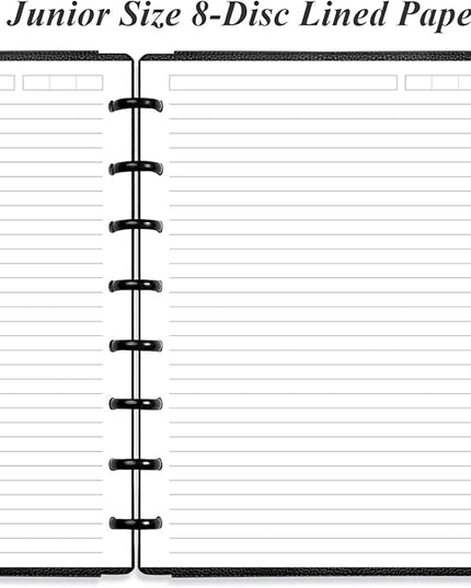 Junior Size Lined Refill Paper - A5 Note-Taking System 8 Disc Discbound Refill Pages, 100Sheets / 200Pages Loose-Leaf Paper, 100gsm, White, 5.8" x 8.3"