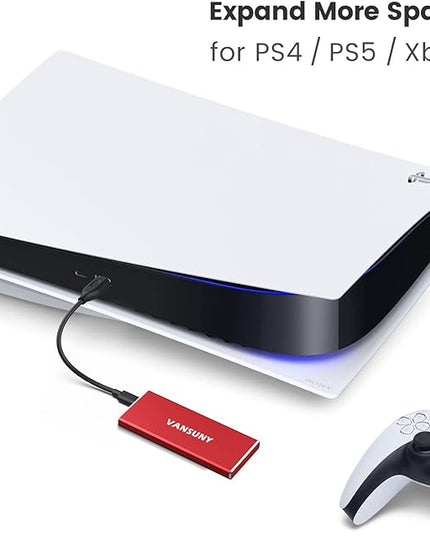 Vansuny 1TB Portable External SSD, USB 3.1 Gen2 540MB/s High-Speed Data ssd External Hard Drive USB C, Metal Mini Portable External Solid State Drive, Red