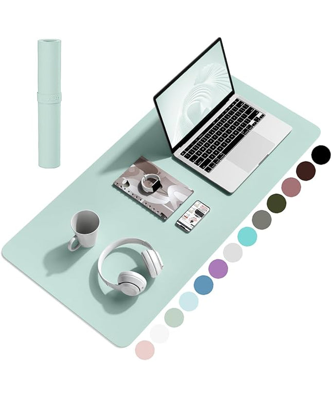 YSAGi Non-Slip Leather Desk Pad, Waterproof Laptop Computer Desk Keyboard Mat, Table Protector Blotter Mat, Large Mouse Pad for Office/Work/Home/Decor(Mint Green, 31.5" x 15.7")