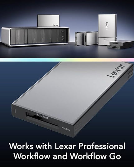 Lexar Professional Workflow CFexpress 4.0 Type B Card Reader, Pairs with Lexar Professional Workflow, USB-C to USB-A Adapter, Compatible with PC, Laptop, Tablet, Smartphone (LPWF740N-6ANGL)