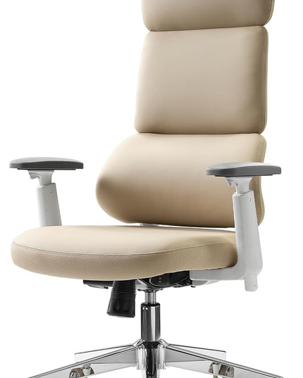 EUREKA ERGONOMIC Remi High Back Office Chair, PU Leather Office Chair with Wheels, Leather Desk Chair, Executive Office Chair Comfy for Home & Office, Beige