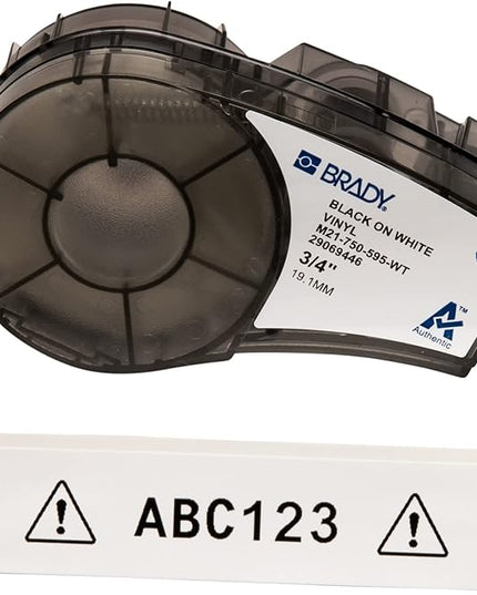 Brady Authentic (M21-750-595-WT) All-Weather Vinyl Label for Indoor/Outdoor ID & Authentic (M21-500-595-WT) All-Weather Vinyl Label for Indoor/Outdoor ID, Lab and Equipment Labeling