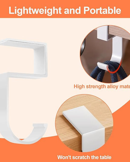 4PCS Table Purse Hanger - Portable Bag Holder for Table Aluminum Alloy Construction Purse Hook Perfect for Hanging Purses and Backpacks