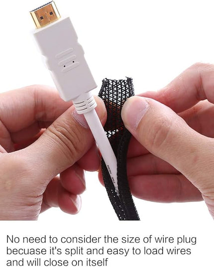 Alex Tech 25ft - 1/4 inch Cord Protector Wire Loom Tubing Cable Sleeve Split Sleeving For USB Cable Power Cord Audio Video Cable – Protect Cat From Chewing Cords - Black
