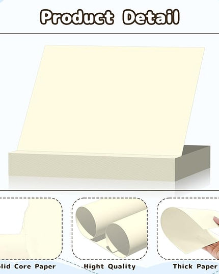 120 Sheets Cardstock 8.5x11, 65lb Cream Card Stock, Cream Construction Paper, 180gsm Thick Printer Paper for Printing, Painting, Card Making, Kids School Supplies,Party Decorations