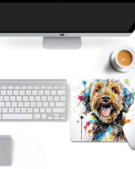 A Dog with Messy Drawings Square Mouse pad, Texture, Waterproof, Anti Slip Rubber Base, Computer Mouse pad, Laptop Mouse pad