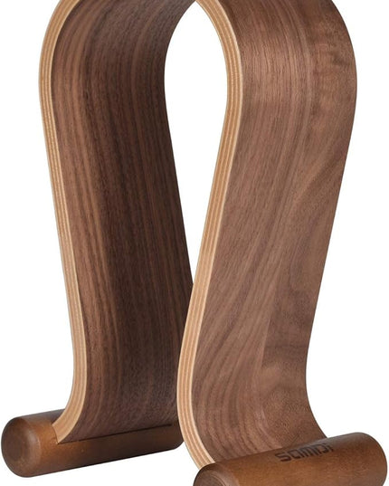 SAMDI Wood Headphone Stand, Headphone Holder Wood Headset Stand Compatible for Sony, Bose, Shure, Jabra, JBL, AKG Gaming Headphones Display et. (Walnut)