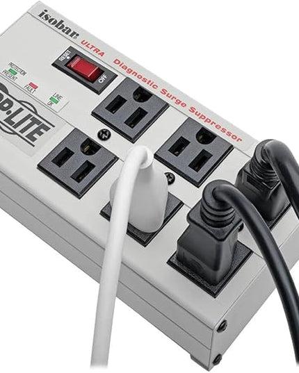 Tripp Lite ISOBAR6ULTRA Isobar 6 Outlet Heavy Duty Power Strip Surge Protector, 3330 Joules, 6ft Cord, Flat Plug, Metal Power Strip, Industrial Garage Work Shop Bench, Under Desk and Wall Mountable