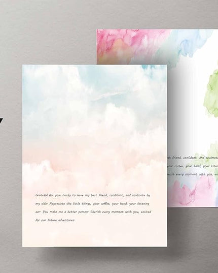 DUGUTUL Watercolor Stationary Paper, 100 gsm Printer Paper 8.5 x 11, 12 designs, Double-Sided, Colored Paper for Writing Letters and Invitations, Writing Paper for Business or Personal Use (48)