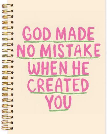 Pink Christian Spiral Journal Notebook 5.5x8.3in, Bible Scripture Journal for Woman, Trendy God Made No Mistake When He Created You Religious Notebooks for Note Taking, Hardcover Notebook