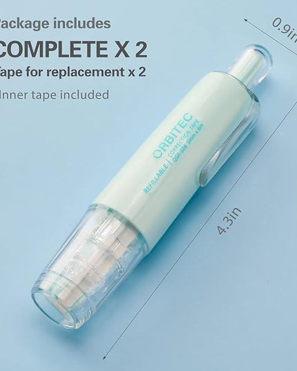 BITOSEE Refillable Retractable White Correction Tape, Mini Small Japan Aesthetic Cute Correction Tape Pen, with Easy to Refill Pen Applicator,for Kawaii School Office Supplies