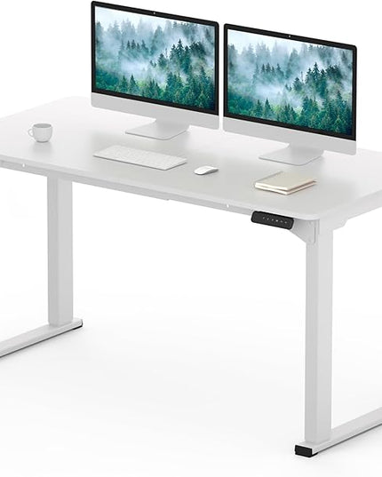 SANODESK 4-Leg Standing Desk, Electric Height Adjustable Desk with Memory Presets for Home Office, Stand up Desk Computer Workstation, 55x28 Inches White