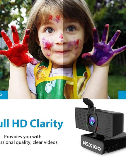 NexiGo N60 1080P Webcam with Microphone, Software Control & Privacy Cover, USB HD Computer Web Camera, Plug and Play, for Zoom/Skype/Teams, Conferencing and Video Calling