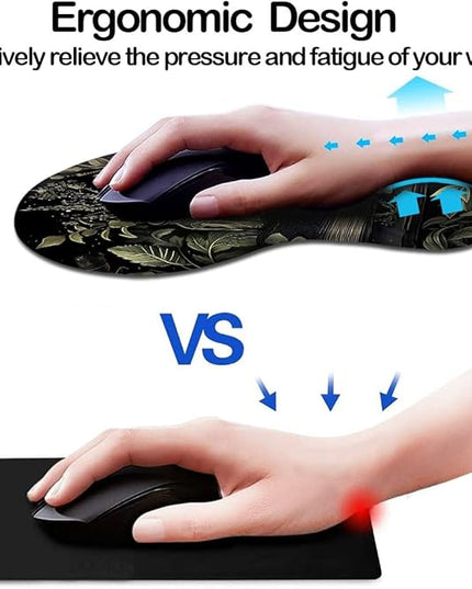 Ergonomic Mouse Pad with Wrist Support,Mouse Pad with Wrist Rest and Coaster Set,Office Supplies Non-Slip Mouse Pads for Desk, Non-Slip Comfortable,Goth