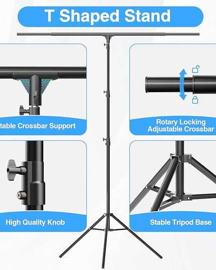 EMART T Shape Backdrop Stand 8.5x5ft, Adjustable Green Screen Photo Banner Holder with Water Bag and 4 Clamps Photography Background Support Kit for Parties, Photoshoot, Balloon
