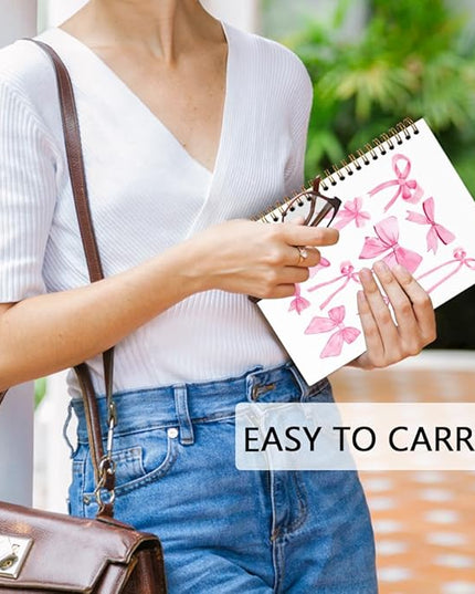 dvhdajed Coquette Pink Bow Spiral Notebook, Preppy Girly Journaling Notebooks, Preppy Bow Spiral Journal for Girls Women Teen Girls, Pink Girly Office School Supplies Gifts, 5.5x8.3 In