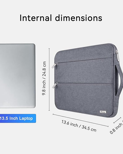 Voova 13 13.6 Inch Laptop Sleeve Case Compatible with MacBook Air 13 M1/M2/M3/M4 2020-2025, MacBook Pro 13/14, IPad Air/Pro 13, Waterproof Slim Computer Bag Cover with Handle, Grey