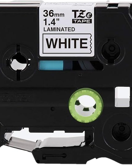 Brother P-Touch TZe-M365 White Print on Matte Black Label Tape 1.4” (36mm) Wide x 26.2’ (8m) Long