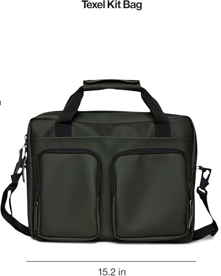 RAINS Texel Tech Bag - Green Waterproof Water Resistant Water Repellent Laptop Bag Unisex Commuter Travel Case 15" Computer Sleeve Tech Organizer - 2 Year Warranty