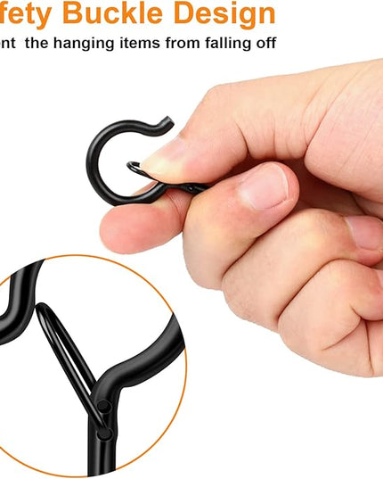 96 PCS Q-Hanger Hooks, Screw Hooks for Outdoor String Lights, Safety Buckle Design Cup Eye Hook for Hanging Christmas Lights, Plants, Mounted on Wall Ceiling, Include 1 Wing Nut Driver, Black