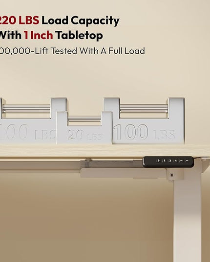 SANODESK L Shaped Standing Desk with Drawer, Adjustable Height Electric Corner Standing Desk, 63 x 55 inch Sit Stand Computer Table with Splice Board, Maple