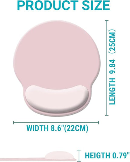 Pink Ergonomic Mouse Pad with Wrist Rest, Cute Mouse Pads Wrist Support, Gaming Mousepad for Desk Laptop Computer with Pain Relief Non-Slip PU Base for Desk Accessories Office Decor Supplies