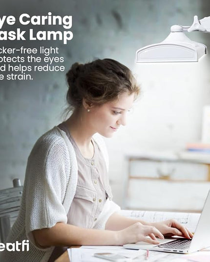 Neatfi Ultra 3,500 Lumen LED Desk Lamp, 45W, 26-Inch Wide Metal Shade, 270 SMD LEDs (Non-CCT with Clamp, White)