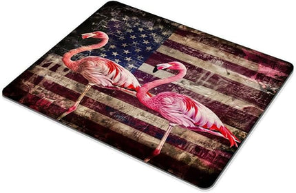 Square Mouse Pad Pink Flamingos with National Flag -4,Gaming Mouse Pads for Desk,Soft Computer Waterproof Non-Slip Mouse Mat