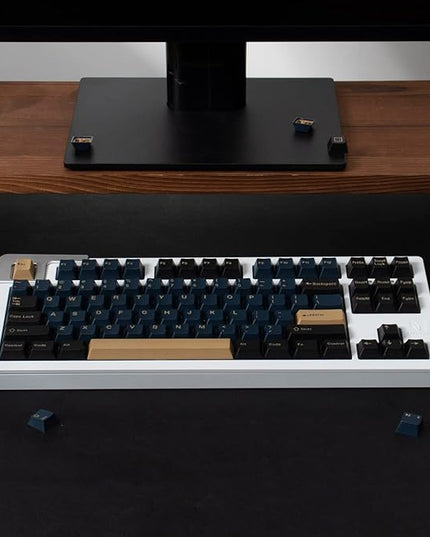 Sumgsn 163 Keys Double Shot Keycaps Cherry Profile Blue Samurai Keycaps for 61/64/87/104/108 Cherry Mx Switches ISO ANSI Layout Mechanical Keyboard