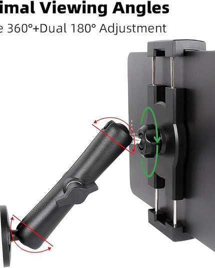 FPN Dashboard Mount Tablet Holder for Truck, Heavy Duty Drill Base with Aluminum Arm Tablet Mount for Car, Wall, Boat, Desk, Compatible with iPad Pro Air Mini, 4.7-12.9″ Tablets and Phones (PTM-27)