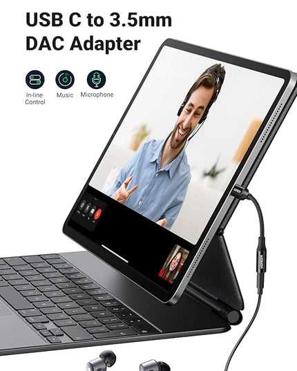 UGREEN USB C to 3.5mm Audio Adapter Type C to Headphone Aux Jack Dongle 24bit/96kHz HiFi DAC Cable Cord Compatible with iPhone 17 16 Pro Max/16 Plus, iPad, Galaxy S25 S24 Ultra, Pixel 10, Black
