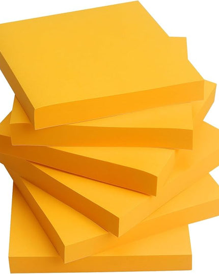 Sticky Notes 3x3 Self-Stick Notes Pads with 6 Bright Colors, Easy to Post for Office, School, Home, 6 Pads/Pack, 100 Sheets/Pad (Orange)