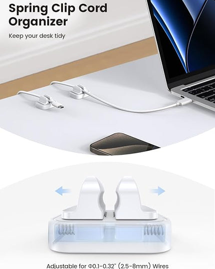 5Pack [Spring Fixed] Cord Holder Clips, Desk Organizer Accessories- Lamicall Cable Holder Mother's Day for Mother, Cable Management, Workspace Organizer & Accessories, Wire Clips for Nightstand