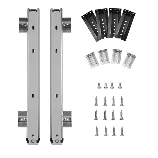 KINJOEK 2 PCS 14 Inch Under Desk Keyboard Tray Rails Slides, Adjustable Height Heavy Duty Ball Bearing Keyboard Mount Track, Silver