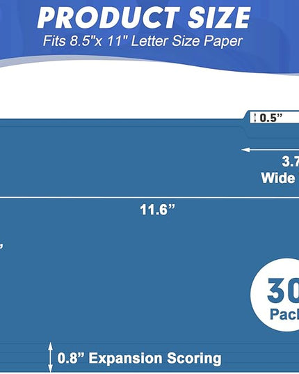 File Folder, HERKKA 30 Pack 1/3 Cut Tab File Folders, File Folders Great for Organizing and Filing, Letter Size, Navy