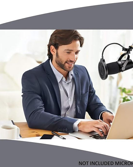 YOUSHARES Pop Filter - 4 Inch 3 Layers Metal Windscreen with Flexible 360° Gooseneck Clip Mic Mask Shield Compatible with Shure MV7 Mic
