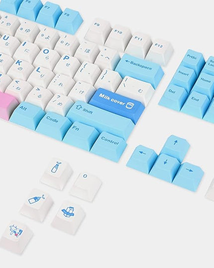 Guffercty kred 141 Cherry MX keycaps PBT Key Cap Cover Set 60 Percent Dye-Sub for Mx Switch Mechanical Keyboard (Cherry/Milk Cover)