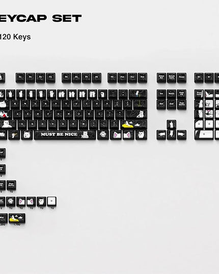 RIPNDIP Must Be Nice Custom Keycaps, 120 Keys ASA PC PBT Keycap Set, Dye Sub Shine Through 4-Sided Crystal Key Caps, Universal Compatibility Keycaps for MX Switches Mechanical Keyboard